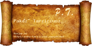 Pakó Tarziciusz névjegykártya